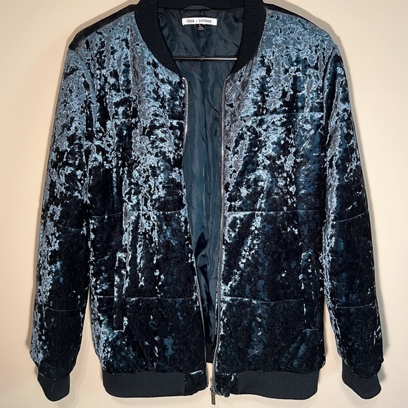 Pink + Sophie Blue Bomber Style Jacket - Picture 3 of 4